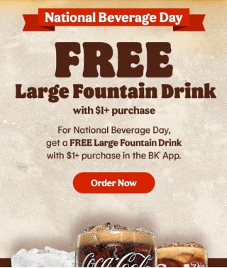Free Large Fountain Drink At Burger King (with $1 Purchase)