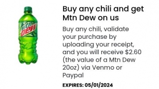 Free Mtn Dew With Any Chili Purchase