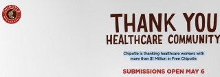 Free Chipotle Burrito Gift Card For Healthcare Community Starting 5/6/24