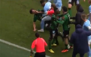 Swedish Soccer Player Sent Off For Throwing LEFT HOOK On Opponent's Face