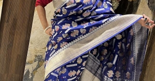 Diving Into History: The Majestic Banarasi Royal Blue Silk