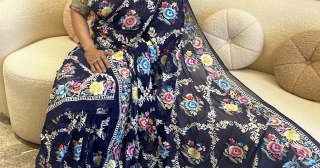 A Celebration Of Tradition: The Red Hand Embroidered Parsi Gara Saree