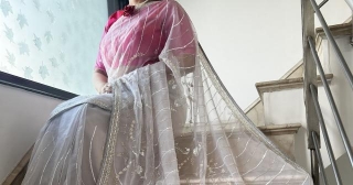 Intricate Charm: A Closer Look At Silver Kora Silk Hand-Embroidered Sarees