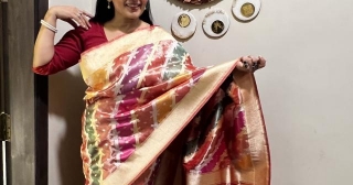 Unveiling The Timeless Charm Of Tissue Twill Silk Rangkaat Saree In Kaduwa Weave