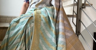 A Symphony Of Colors: The Mesmerizing Ombre Tussar Saree With Sona Rupa Zari