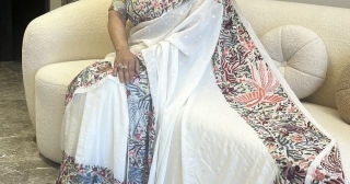 Timeless Elegance: The White Parsi Gara Hand-Embroidered Saree