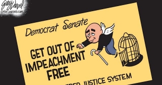 Mayorkas Trial Dismissed In The Democrat Senate: A Varvel Cartoon On Two-Tiered Justice