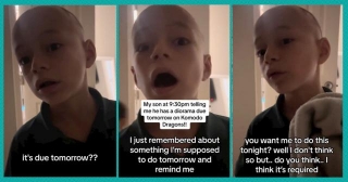 Adorable Boy Confesses He Forgot About A School Project Due Tomorrow