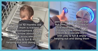 Mom Gives 1-Year-Old Son Household Chores