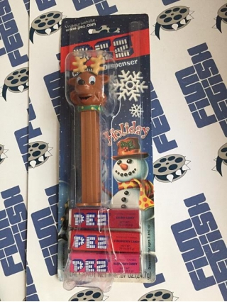 PEZ Candy Dispenser Christmas Reindeer Deer Footed Brown Stem Sealed