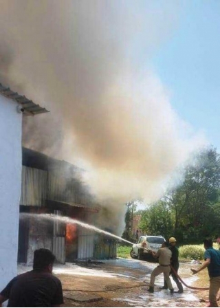 Fire In Cooler Warehouse New Bhupalpura