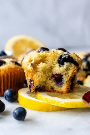 Impossibly Fluffy Almond Flour Blueberry Muffins
