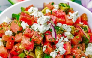 Summer Watermelon avocado Salad with Feta and Mint