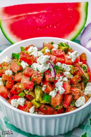 Summer Watermelon Avocado Salad With Feta And Mint