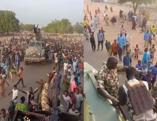 Villagers Give Nigerian Soldiers Heroic Welcome As They Return From A Successful Operation In The North East