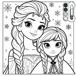 Ana E Elsa Em Desenho Para Colorir