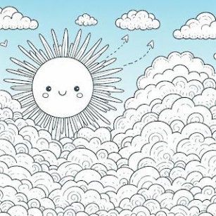 Desenho Infantil De Nuvem E Sol Para Colorir