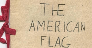 Handmade Miniature American Flag Book Watercolor Schoolgirl Art