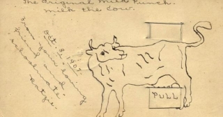 A Vintage Mechanical Gag Postcard Of A Cow And A Drawn By Hand Copy!  Both Mailed.