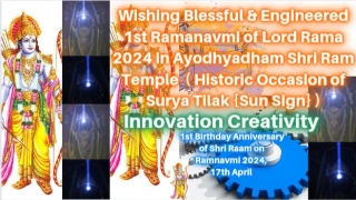 Wishing Blessful & Engineered 1st Ramanavmi Of Lord Rama 2024 In Ayodhyadham Shri Ram Temple  ( Historic Occasion Of Surya Tilak {Sun Sign} )