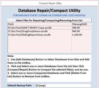 Streamlining Code Database Compacting Utility