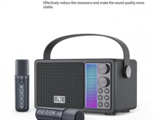 YS-603 Bluetooth 5.3 Speaker Portable Speaker With Microphone HiFi Stereo Surround Bass Sound Dual DSP Chip Voice Change Noise Cancelling Outdoors Portable Karaoke Speaker