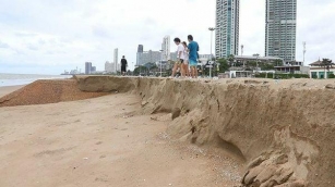 Monsoon Storms Causes Immense Erosion Of Na Jomtien Beach