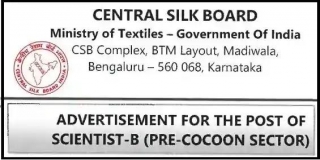 Central Silk Board Scientist-B Vacancy Recruitment 2024