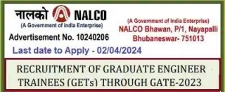 NALCO Graduate Engineer Trainee Vacancy Recruitment By GATE-2023