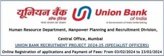 Union Bank Specialist Officers Recruitment 2024-25