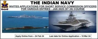 Indian Navy SSC Officers Recruitment Jan-2025 Entry