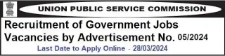 UPSC Government Job Vacancy Recruitment 05/2024