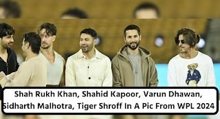 Shah Rukh Khan, Shahid Kapoor, Varun Dhawan, Sidharth Malhotra, Tiger Shroff In A Pic From WPL 2024 Opening Ceremony Rehearsal