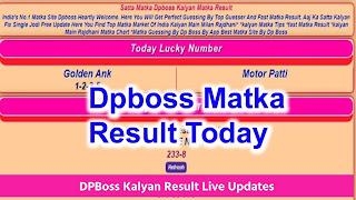 DPBoss Kalyan Result Live Updates: Today's Winning Numbers Released.. You Also Check This Lucky Number Of Mumbai Matka, See Chart