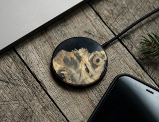 Carved Circle Wood+Resin Wireless Chargers (MagSafe Compatible)