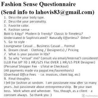 Set List Special Edition - Fashion Sense Questionnaire