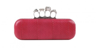 Alexander McQueen Pink Python Crystal Knuckle-Duster Box Clutch: Timeless Elegance