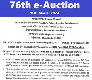 76th E-auction To Be Held For MPEG-4 Slots On 11th March 2024