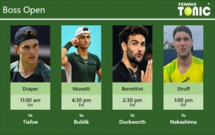 PREDICTION, PREVIEW, H2H: Draper, Musetti, Berrettini And Struff To Play On CENTER COURT On Friday – Boss Open