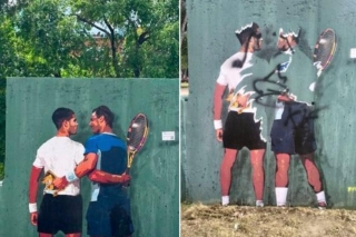 The Wonderful Mural Of Alcaraz And Nadal Vandalized  After Only A Couple Of Days