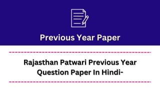 Rajasthan Patwari Previous Year Paper Pdf In Hindi Download