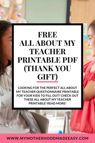 FREE All About My Teacher Printable PDF (Thank You Gift)