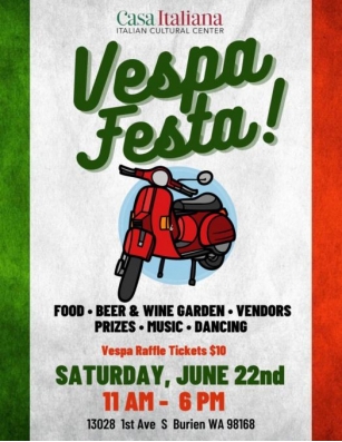 Buy Raffle Tickets To Win A Brand New Red Vespa 150 At Casa Italiana’s ‘Vespa Festa’ On Saturday, June 22