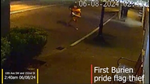 VIDEO: Recognize These Thieves? Surveillance Footage Shows Suspects In Overnight Burien Pride Flag Theft