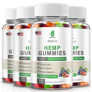 4 Pack Organic Hemp Gummies 500,000 Extra Strengthen High Potency With Pure Hemp Oil Extract Vegan Edible Bear Candy Made In US