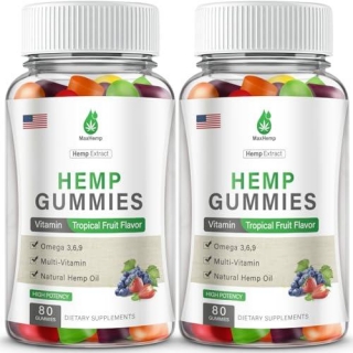 Hemp Gummies 2 Packs Organic High Potency Hemp Gummy Extra Strengthen With Pure Hemp Oil Extract Vegan Edible Bear Candy Made In US