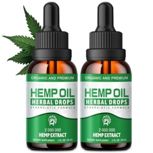 Hemp Oil High Potency （2 Pack） Hemp Drops Max Strength 100% Pure Natural Hemp Oils Extract – Best Edible Hemp Supplement For Adult Made In USA (Natural)