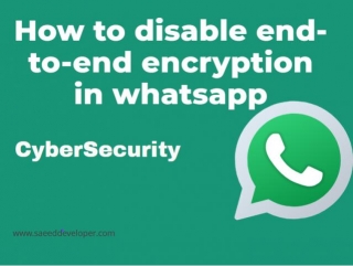 How To Disable End-to-end Encryption In Whatsapp: Step By Step Guide