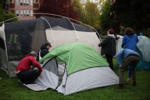 PSU Sets Up Pro-Palestine Encampment On The Quad, Draws Initial Crowd Of 25