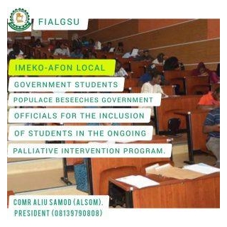 FIALGSU BESEECHES GOVERNMENT OFFICIALS FOR THE INCLUSION OF STUDENTS IN THE ONGOING PALLIATIVE INTERVENTION PROGRAM.